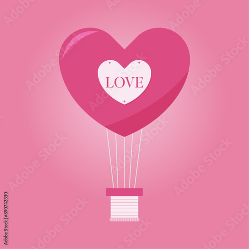 Vector illustration of a cute heart-shaped balloon. Postcard declaration of love.