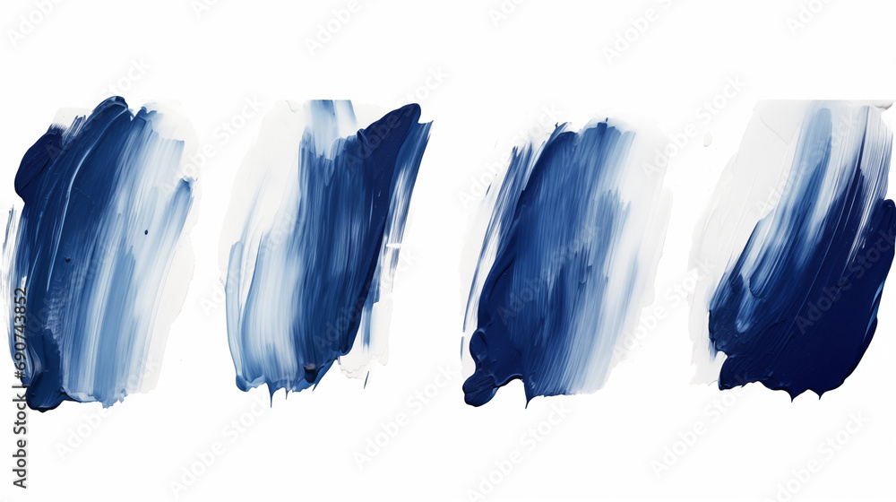 Gradient Brushstrokes from Dark Blue to White on a White Background, Creating a Striking Visual Transition and Depth in the Painted Canvas