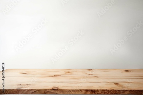 Wooden table on the white background