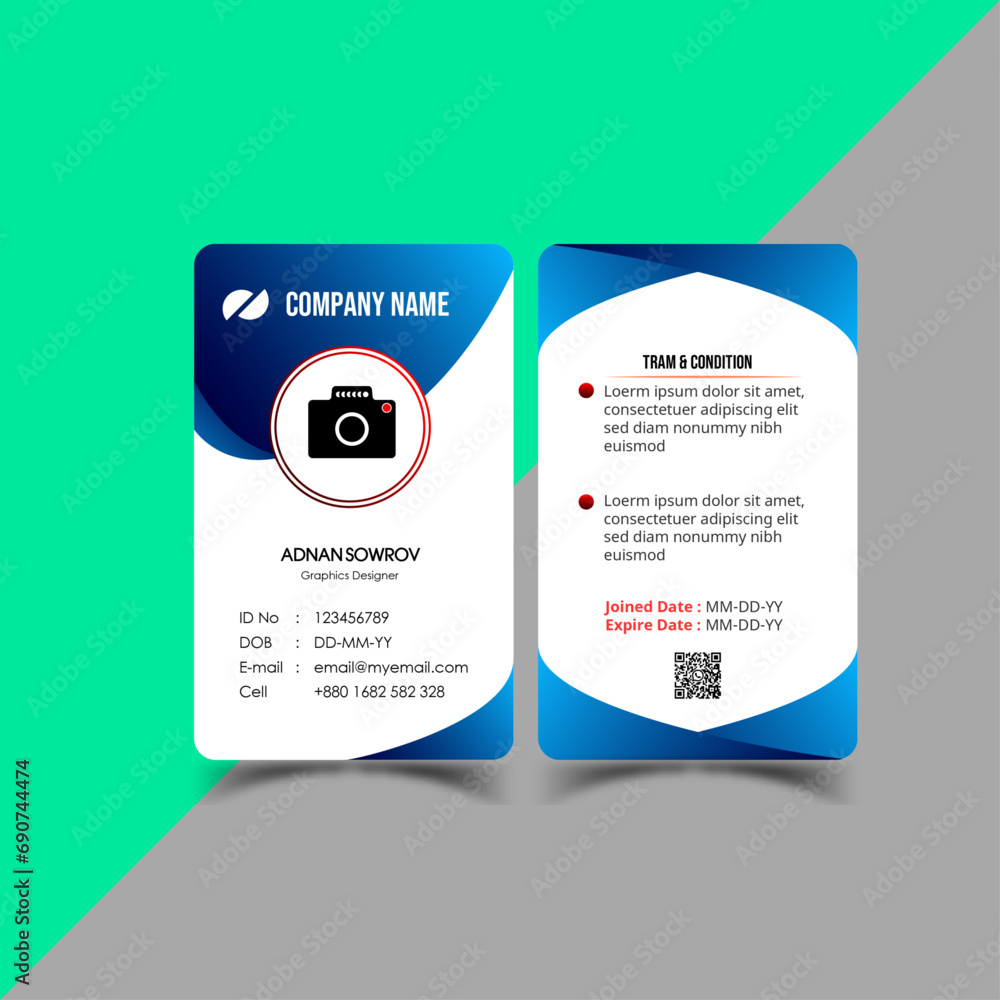 Obraz premium identification, employee, creative, staff, Office id card, template