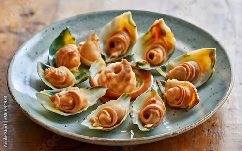 Capture the essence of Whelks in a mouthwatering food photography shot Generative AI photo