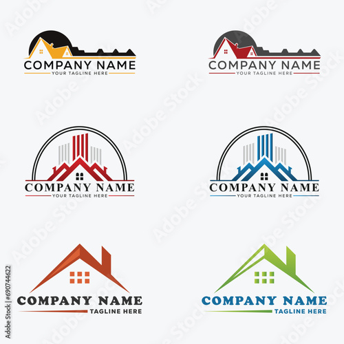 Bundle of Real estate company logo vector