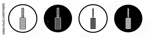 Microplane grater vector icon set in black filled and outlined style. photo