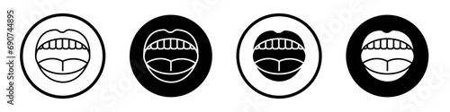 Mouth icon set. open jaw vector symbol in black filled and outlined style. photo