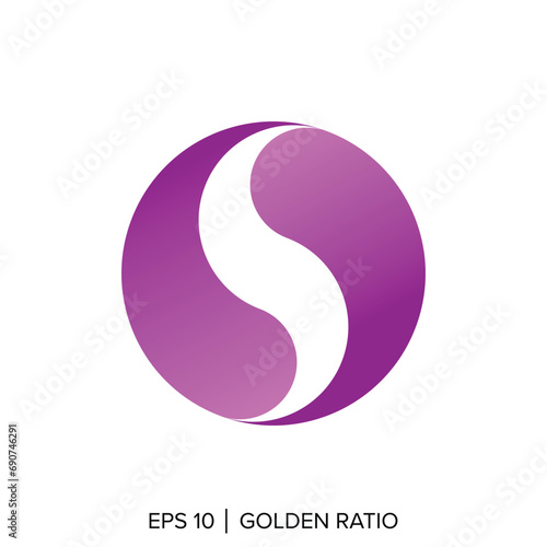 s circle yin yang logo golden ratio template, s yin yang logo elements
