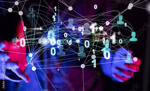 Abstract technology group and data 3d