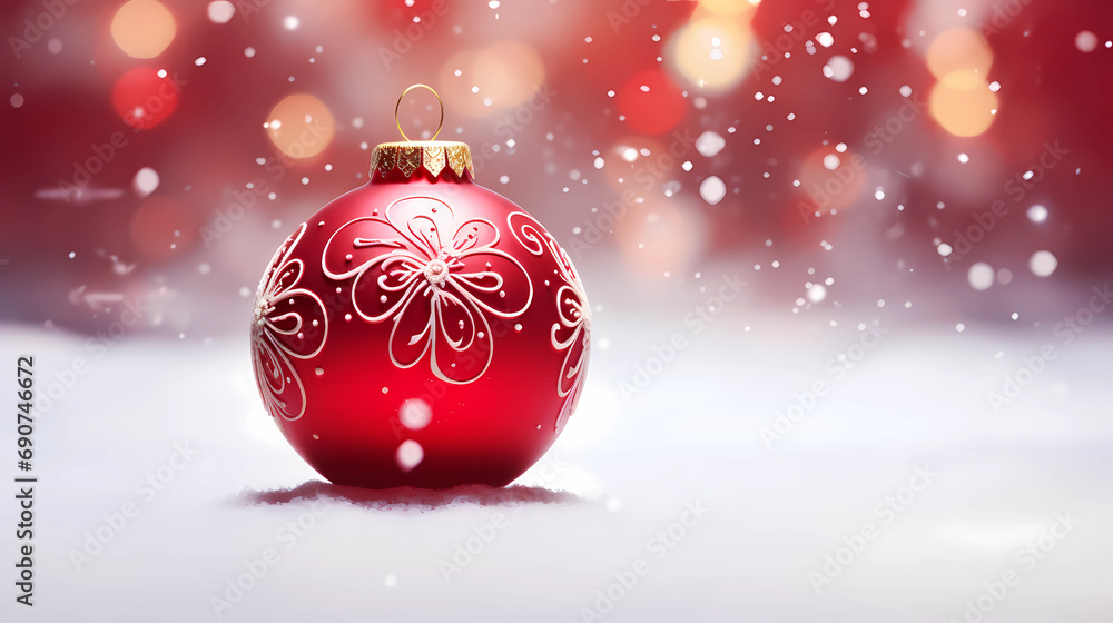 Christmas Wallpaper - Red Ornament in Snow | Beautiful Vibrant Background Christmas Wallpaper - Red Ornament in Snow | Beautiful Vibrant Background