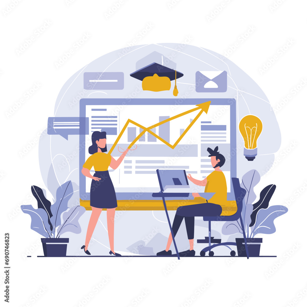 2d vector illustration colorful business , TRAINING and study work hard successes 