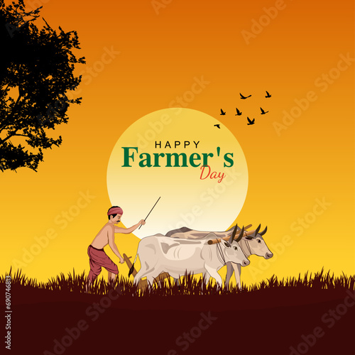 Illustration of Happy Farmers Day creative Concept