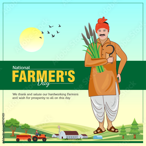 Illustration of Happy Farmers Day creative Concept