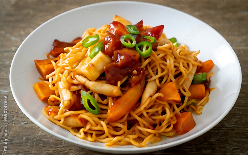 Capture the essence of American Chop Suey in a mouthwatering food photography shot Generative AI Capture the essence of American Chop Suey in a mouthwatering food photography shot Generative AI