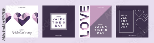 Valentine's Day holidays square templates. Template design. Vector illustrations for social media banners and website, online shopping, sale ads, greeting cards, marketing material