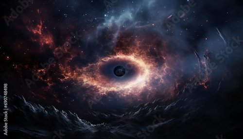 Black hole over star field in outer space, Elements of this image furnished by NASA
