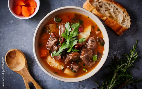 Capture the essence of Oxtail Soup in a mouthwatering food photography shot Generative AI