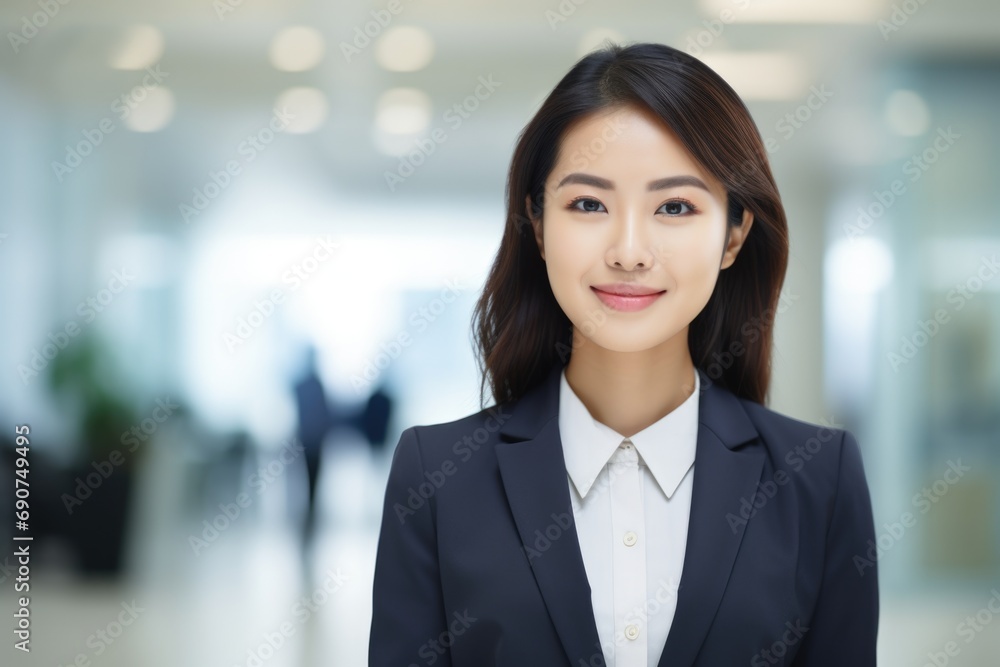 A woman in a business suit smiling at the camera. A woman in a business suit smiling at the camera.