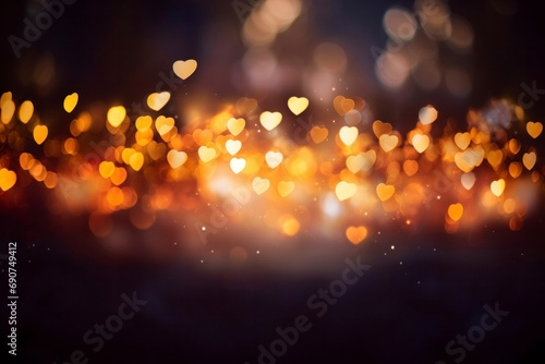 delicate hearts in bokeh, set against a dreamy background of lights gracefully blurred