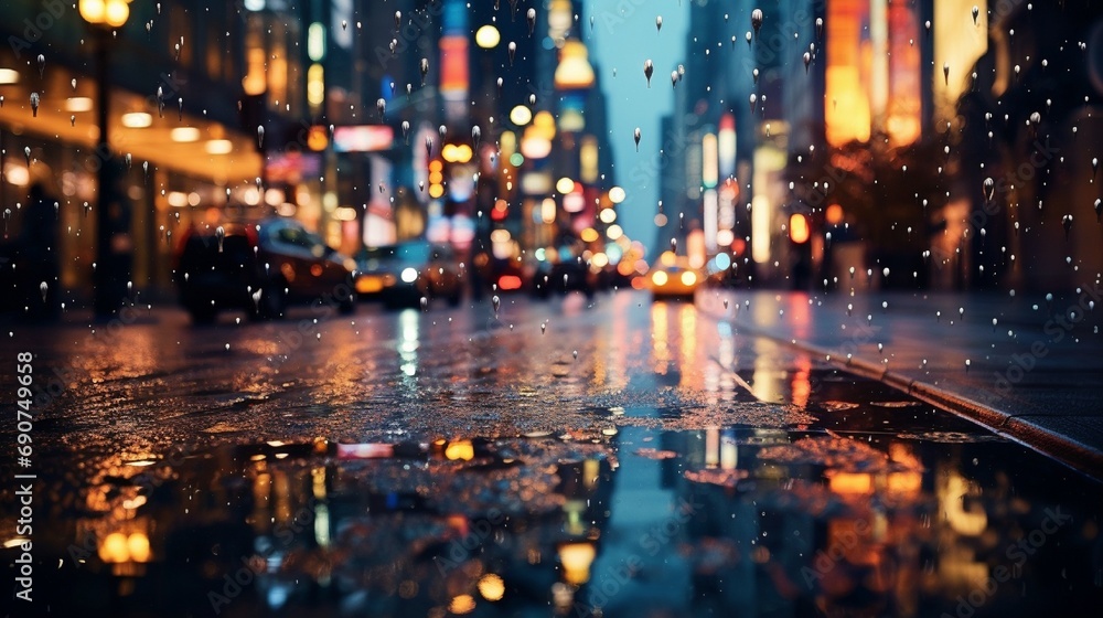 night view of the city after rain