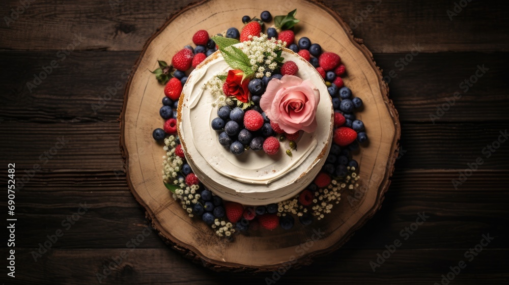 white cake on a plate with fruits white cake on a plate with fruits