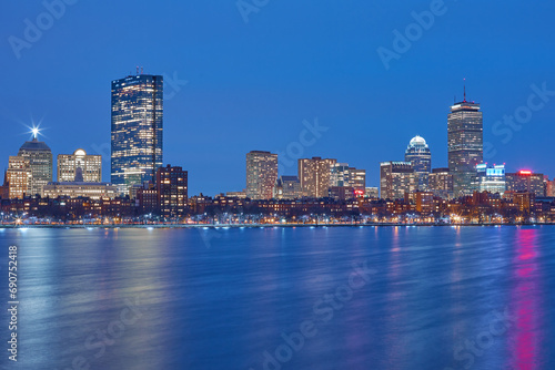 Panoramic view of Boston in Massachusetts, USA at night