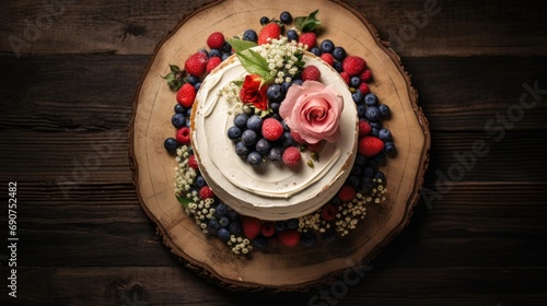 white cake on a plate with fruits