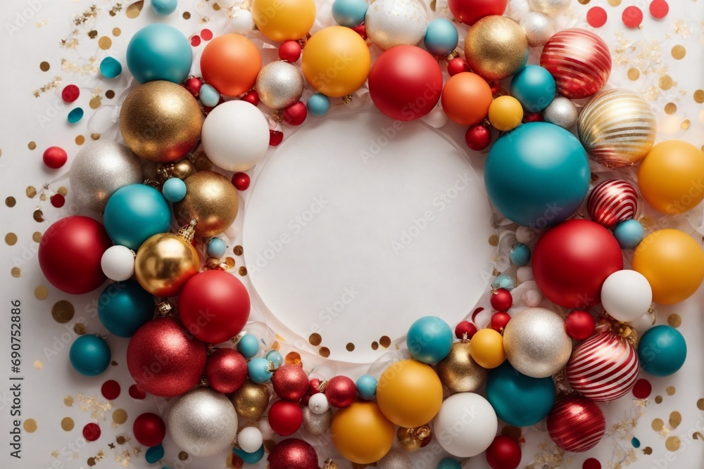 A Festive Christmas Wreath Made of Balloons and Balls A Festive Christmas Wreath Made of Balloons and Balls