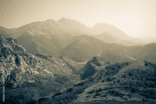 mountain landscape at Babia y Luna natural park - a view from Puerto de Ventana, province of León, Castile and Leon, Spain photo