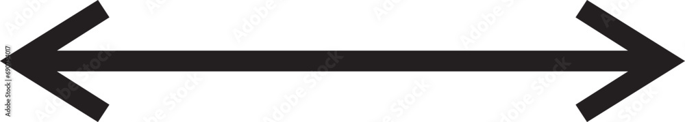 Arrow double long, straight right line, black cursor, horizontal element, thin pointer vector icon. Simple illustration isolated on white background. Arrow double long, straight right line, black cursor, horizontal element, thin pointer vector icon. Simple illustration isolated on white background.