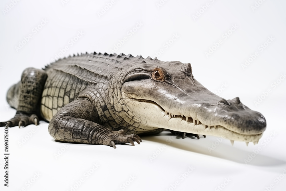 Obraz premium Alligator Portrait on White, Dangerous Predator
