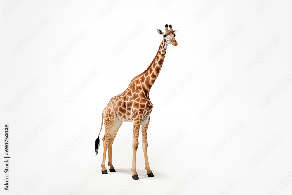 Tall Giraffe Isolated on White