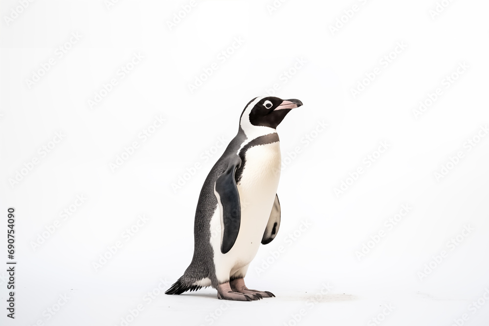 Obraz premium Penguin Portrait on White, Studio Portrait of a Penguin