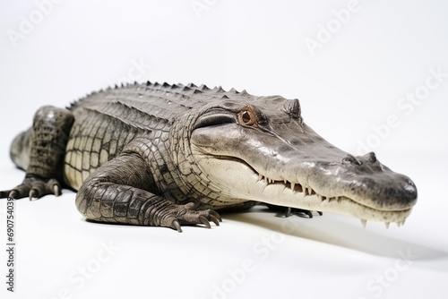 Alligator Portrait on White, Dangerous Predator