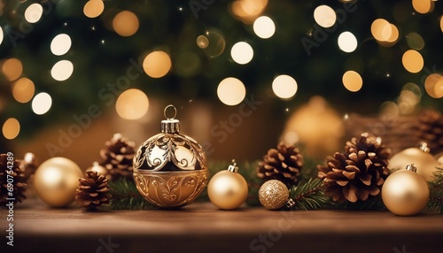 christmas tree decorations A stylish Christmas with a wood style background and bright baubles. The background is elegant 