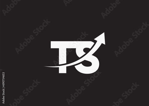 simple minimal letter ts arrow  logo