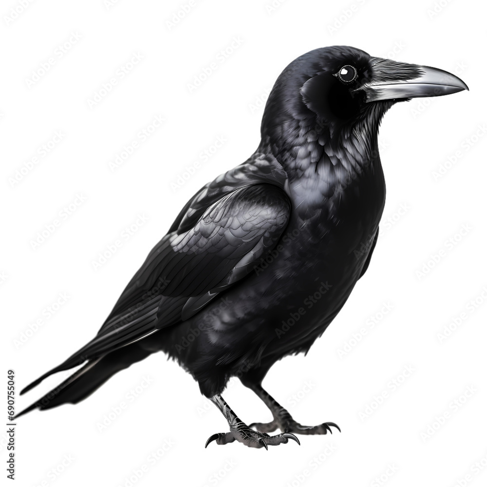 Fototapeta premium Black crow isolated on transparent background