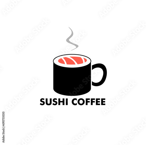 sushi coffee logo design concept 