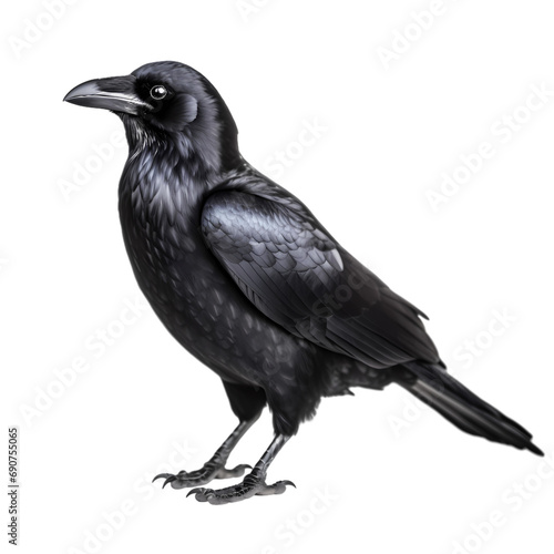 Black crow isolated on transparent background
