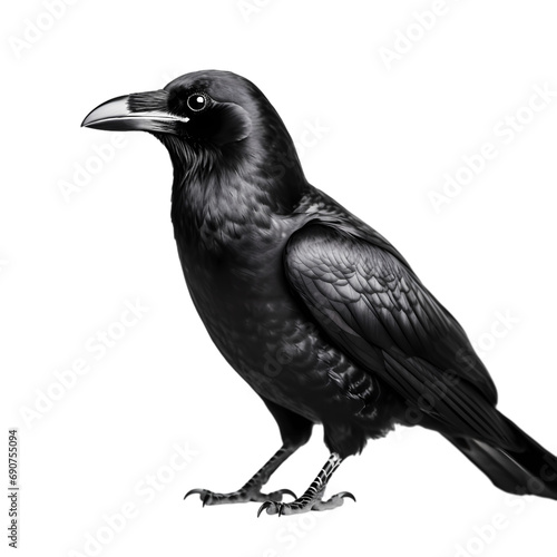 Black crow isolated on transparent background