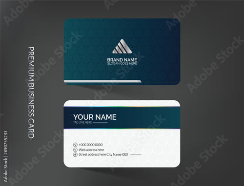 Modern blue business card template layout