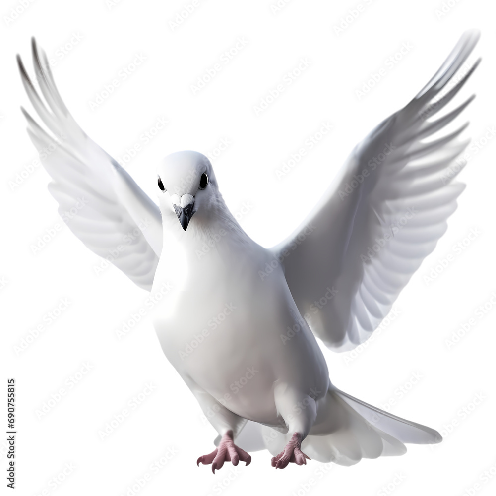 Fototapeta premium White dove or pigeon isolated on transparent background