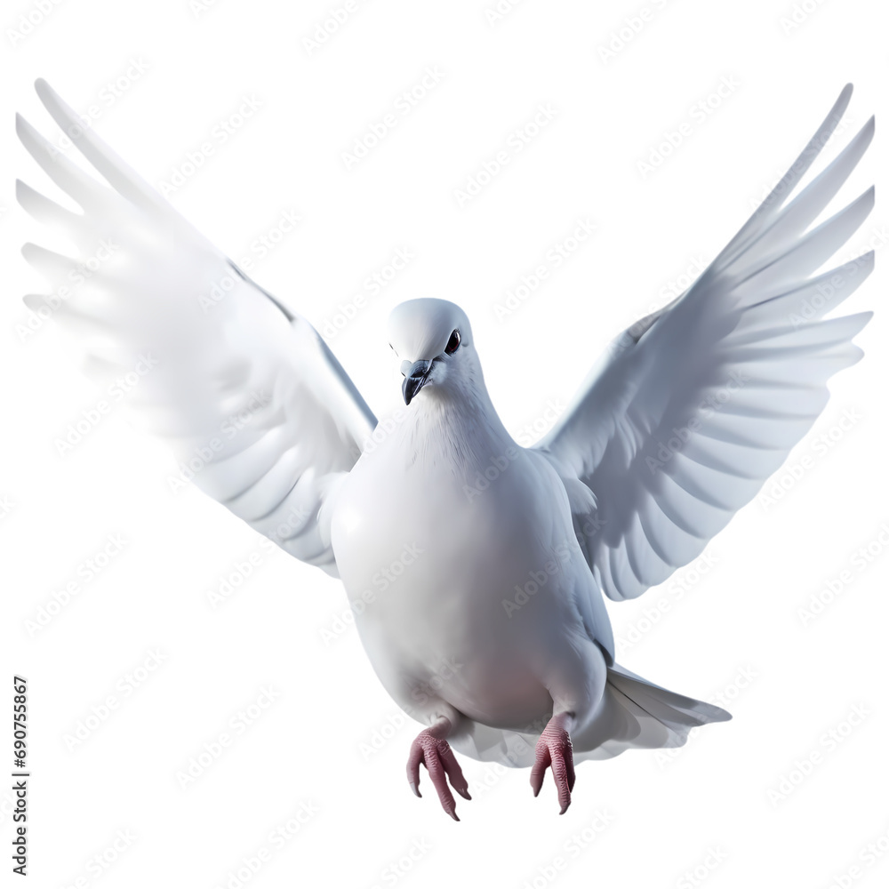 Fototapeta premium White dove or pigeon isolated on transparent background