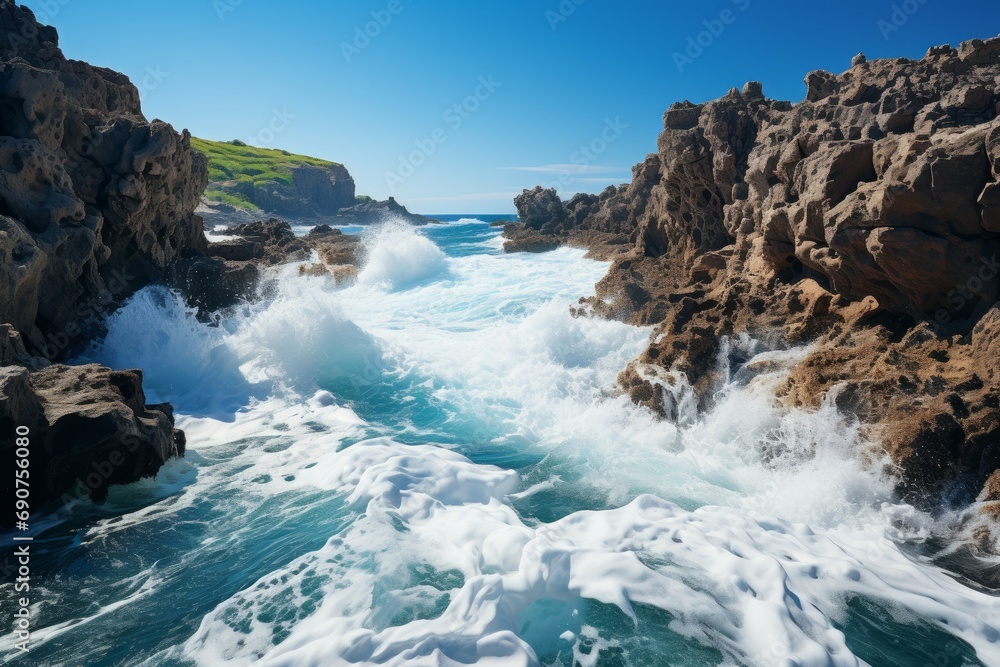 sea waves breaking on the beach