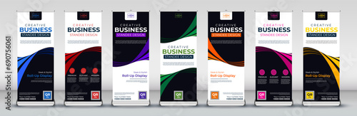 abstract Business Roll Up Banner Standee and Template set in red, green, blue, yellow, orange, purple, pink for events, presentations, meetings, annual events, streets
