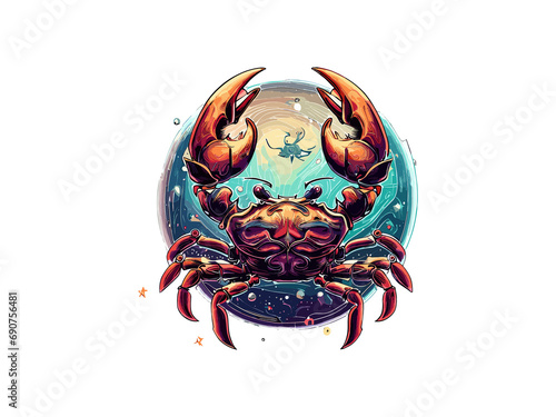 Golden Cancer zodiac sign ,Astrology calendar. Esoteric horoscope and fortune telling concept.