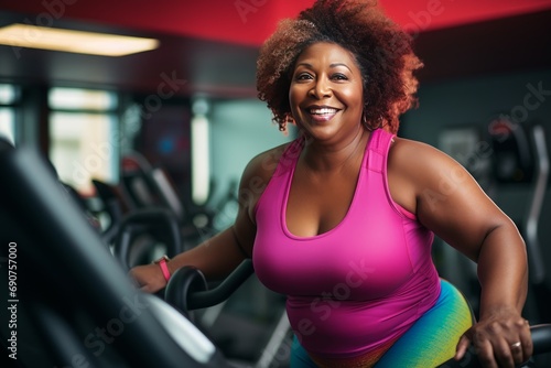 obese black woman in gym to lose weight © jechm