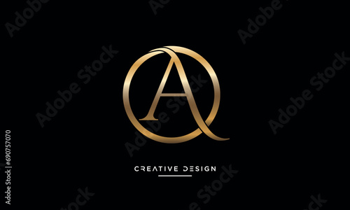 Alphabet letters OA or AO logo monogram