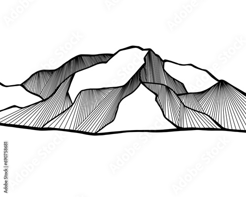 line art mountains