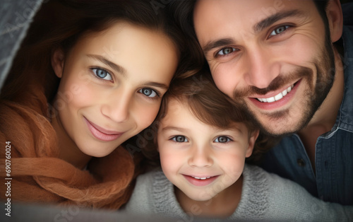 Happy family with children, studio shot