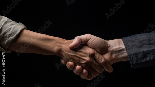 handshake between two professionals on black background