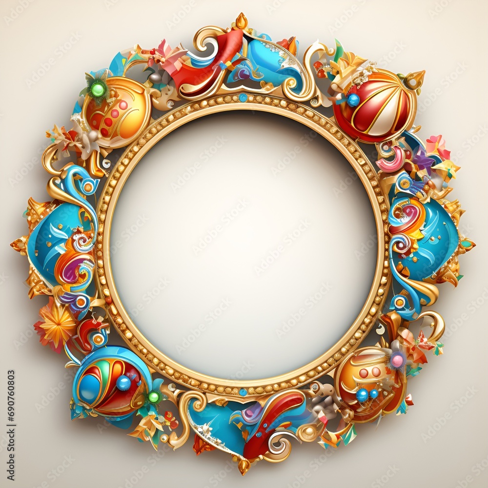 Vibrant Carnival Round Frame with White Space Vibrant Carnival Round Frame with White Space