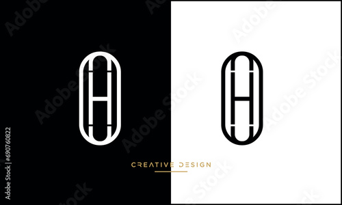 Alphabet letters OH or HO logo monogram